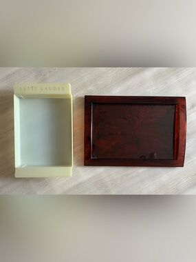 Vintage Estee Lauder Store Display Trays Organizer Faux Tortoise Shell / Off Whi
